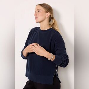 Varley Horton Side Zip Midlayer Navy Blue Crewneck Sweatshirt Large L